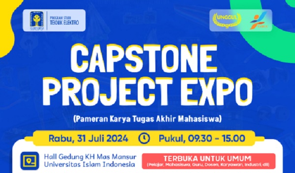 Expo Capstone Project yang digelar di Hall Gedung KH Mas Mansur FTI UII Yogyakarta, Rabu (31/7/2024). (foto : istimewa)